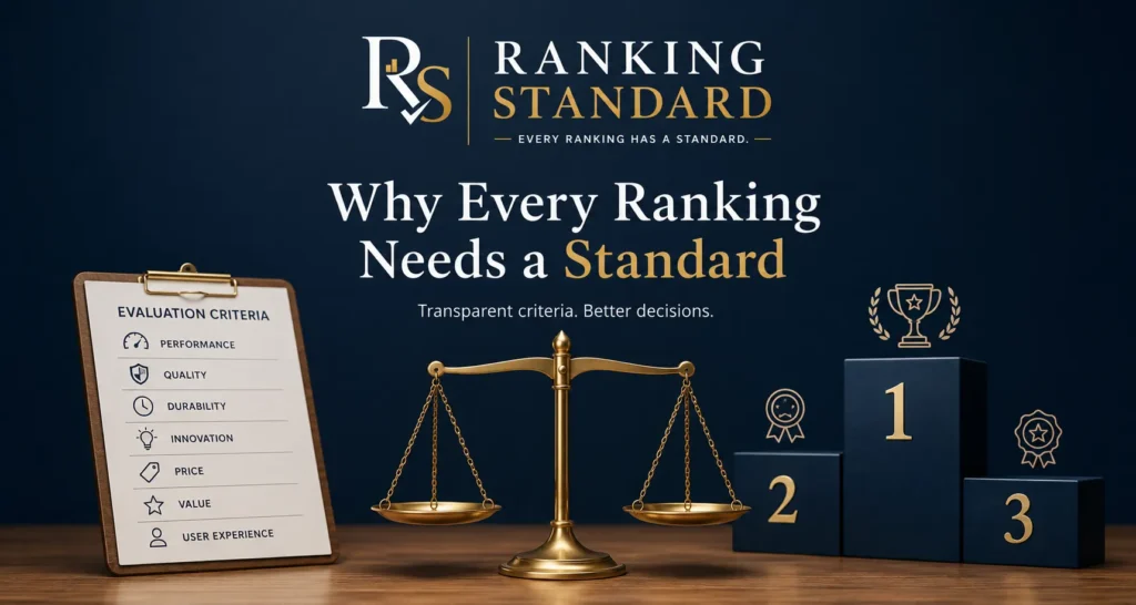 Premium Ranking Standard brand image representing transparent rankings, objective evaluation standards, and trusted buying guides.